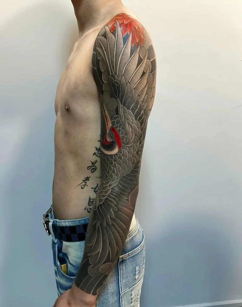 hình xăm con hạc độc lạ dành cho tín đồ tattoo