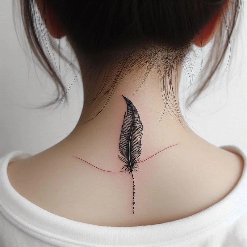 hình xăm lông vũ nữ kết hợp chữ ý nghĩa