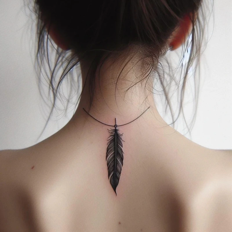 hình xăm lông vũ nữ phong cách boho độc đáo