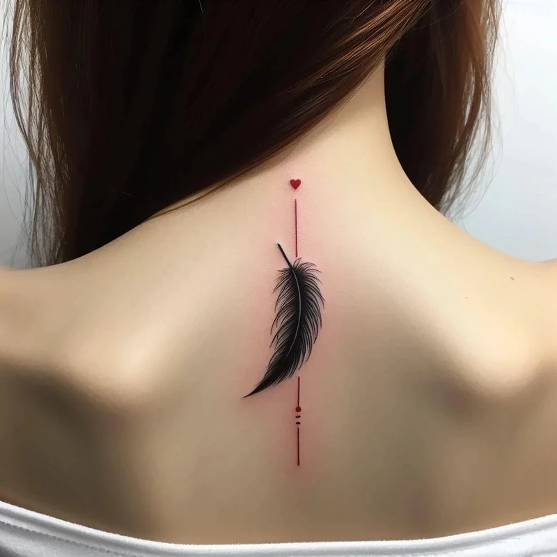 hình xăm lông vũ nữ với họa tiết mảnh