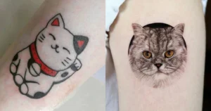 hình xăm mèo mini cute thumbnail