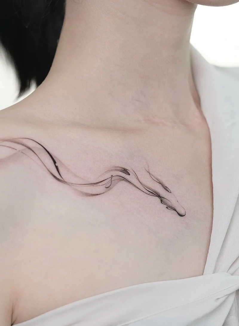 mẫu hình xăm rồng trắng đen nghệ thuật