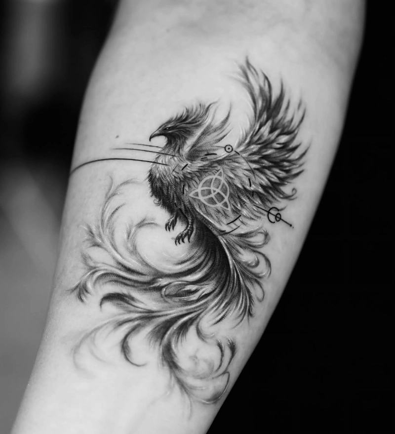 mẫu xăm phượng hoàng đen trắng đẹp dành cho nam và nữ