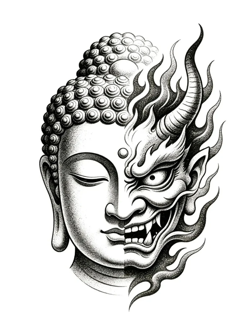 nữa phật nữa quỷ hình xăm đậm chất tâm linh