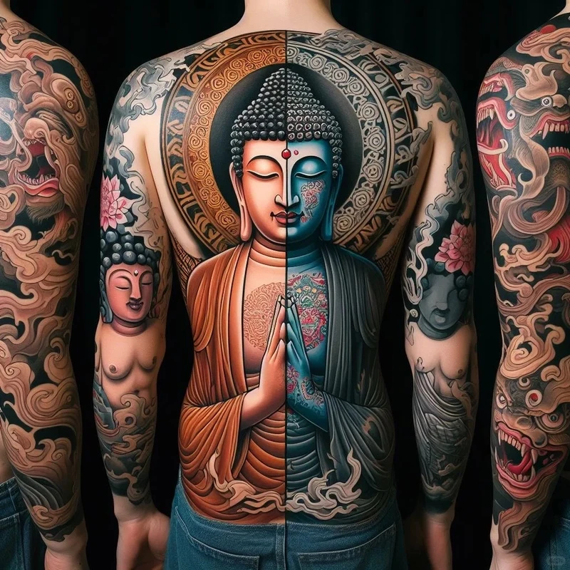 nữa phật nữa quỷ hình xăm kín tay độc lạ