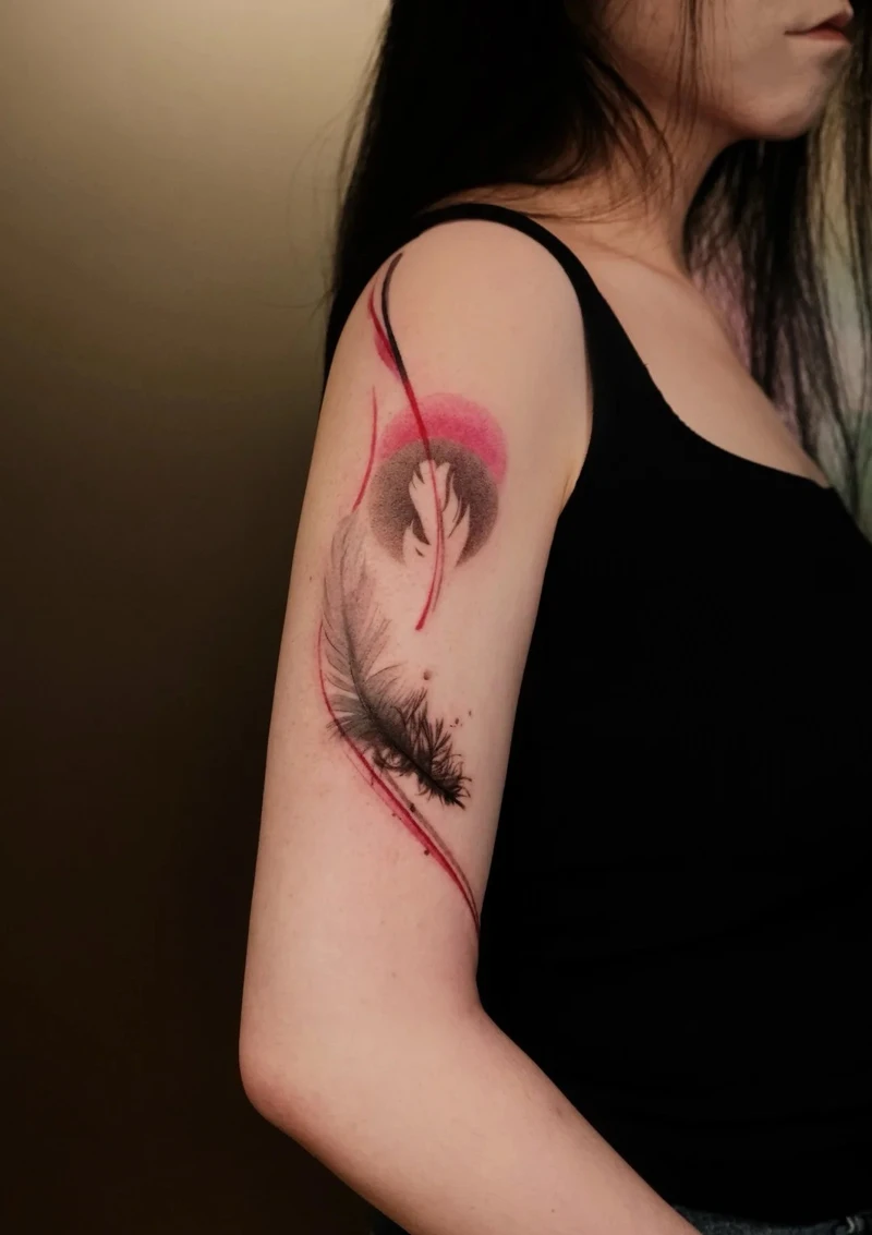 tattoo hình xăm lông vũ nữ nghệ thuật