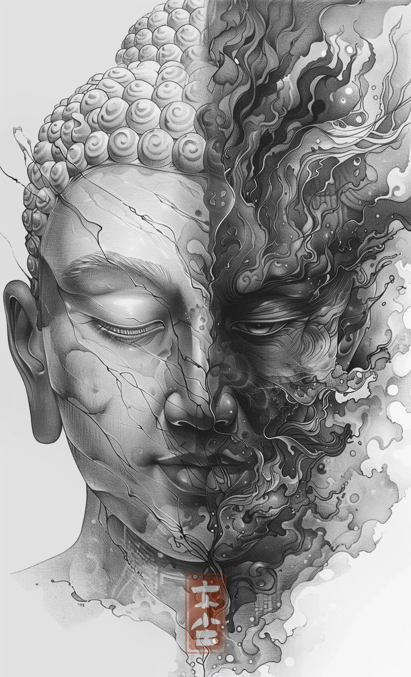 tattoo nữa phật nữa quỷ hình xăm nghệ thuật