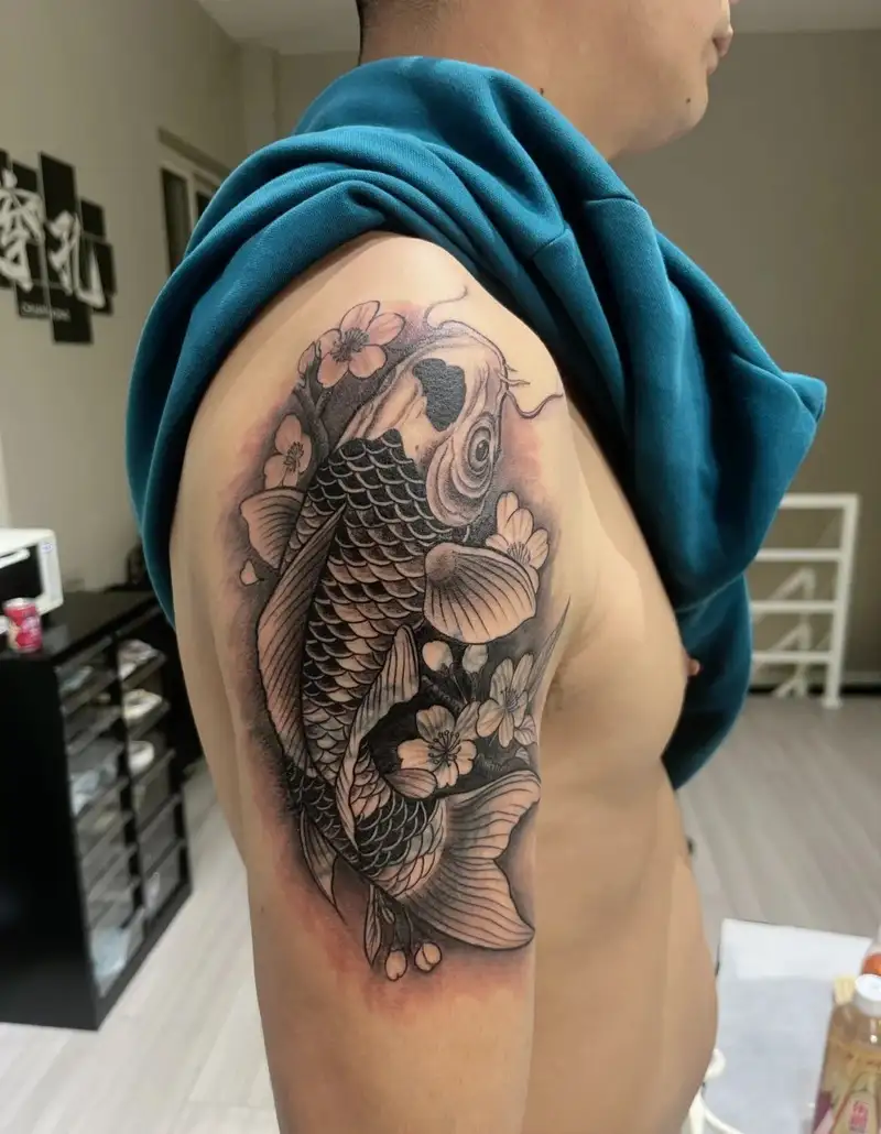 cá chép hóa rồng hình xăm đẹp