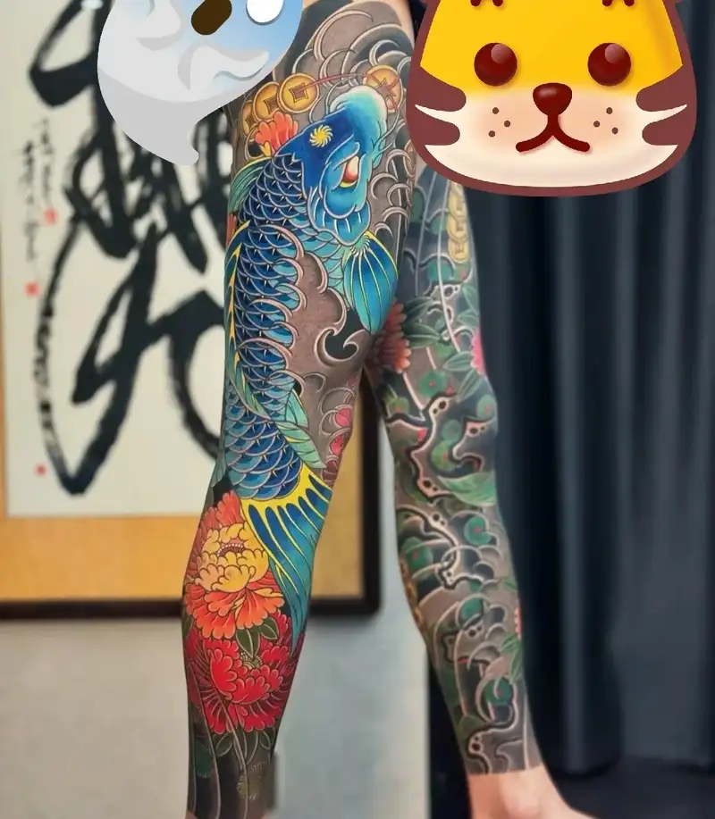 cá chép hóa rồng hình xăm kín lưng