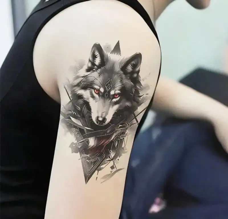 đầu sói hoa văn hình xăm đẹp cá tính