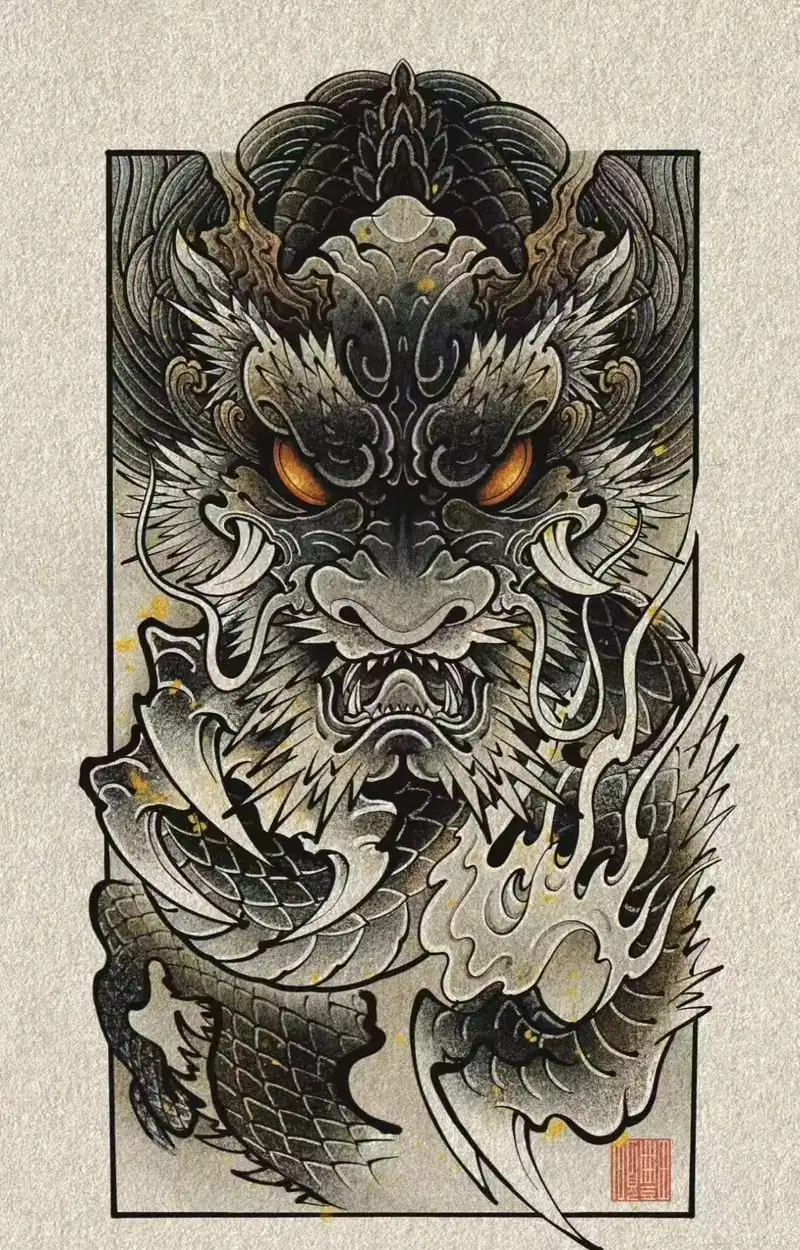hình xăm mặt rồng nghệ thuật cho người yêu tattoo
