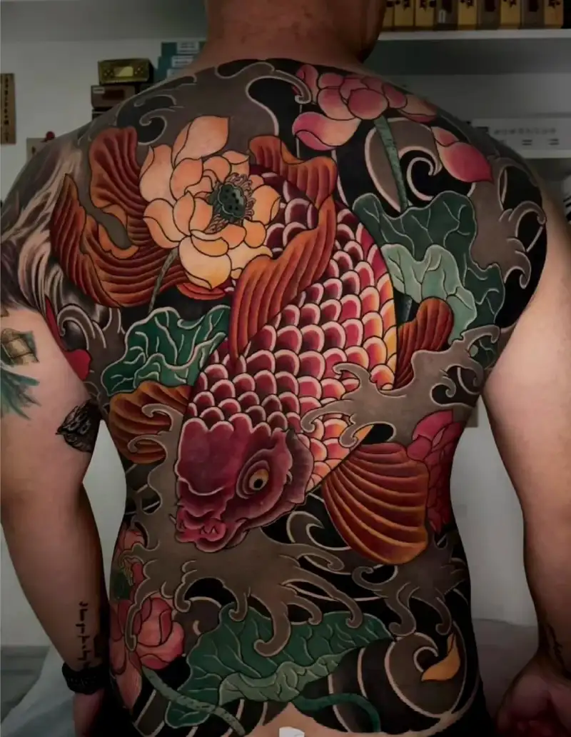 mẫu hình xăm cá chép hóa rồng