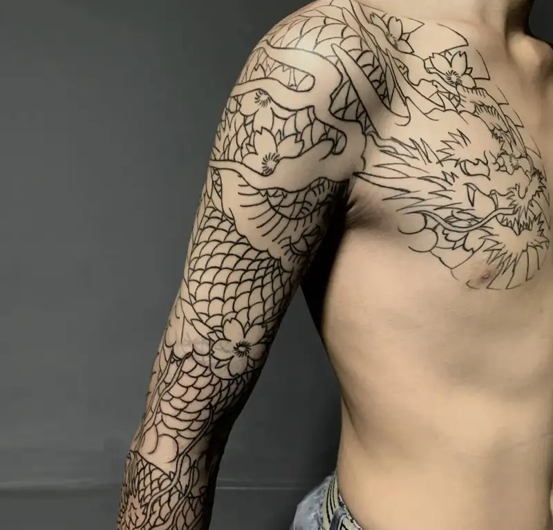 mẫu hình xăm con rồng nghệ thuật hiện đại đẹp mắt