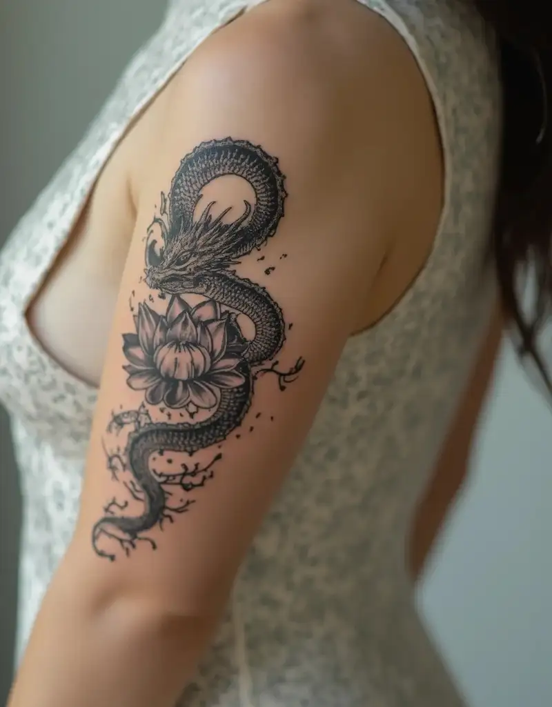 mẫu tattoo hình xăm con rồng ở ngực đẹp