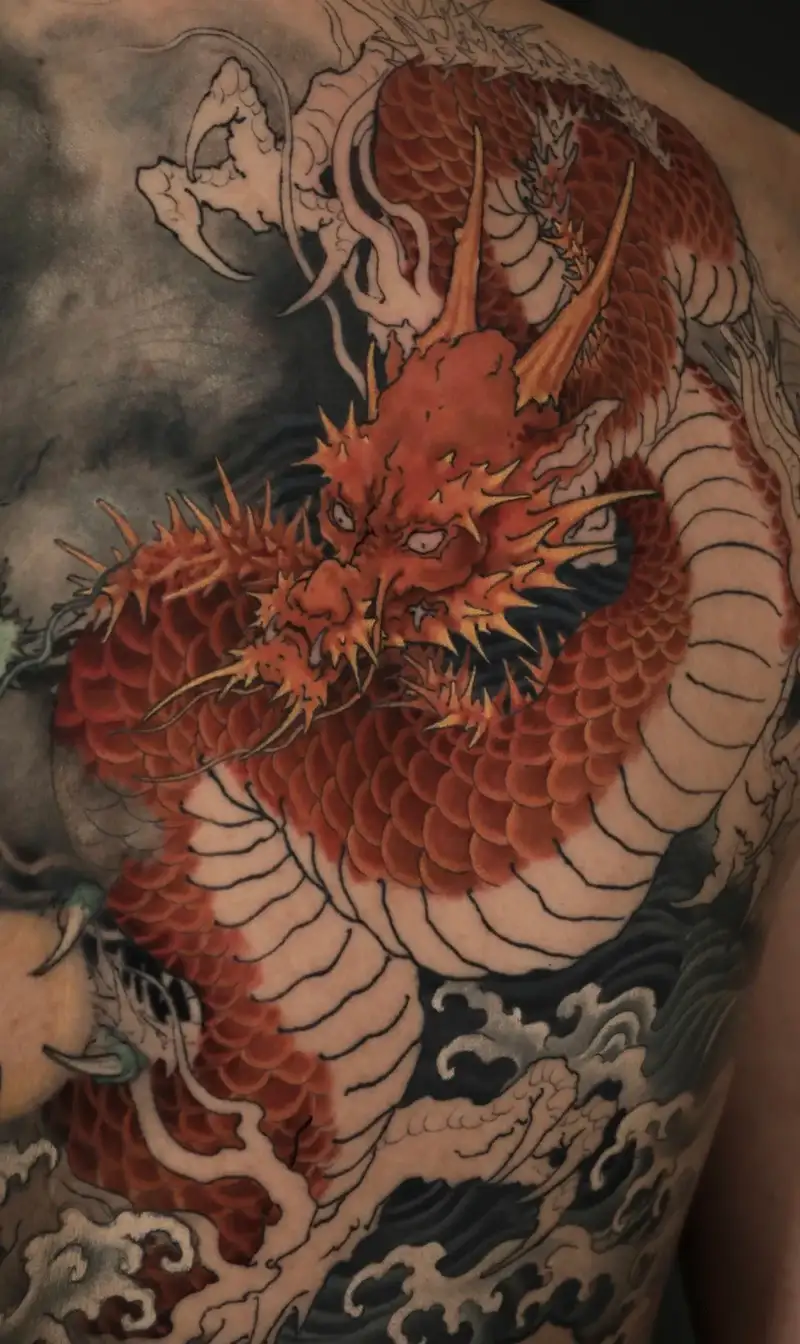 tattoo hình xăm mặt rồng nghệ thuật chất lừ