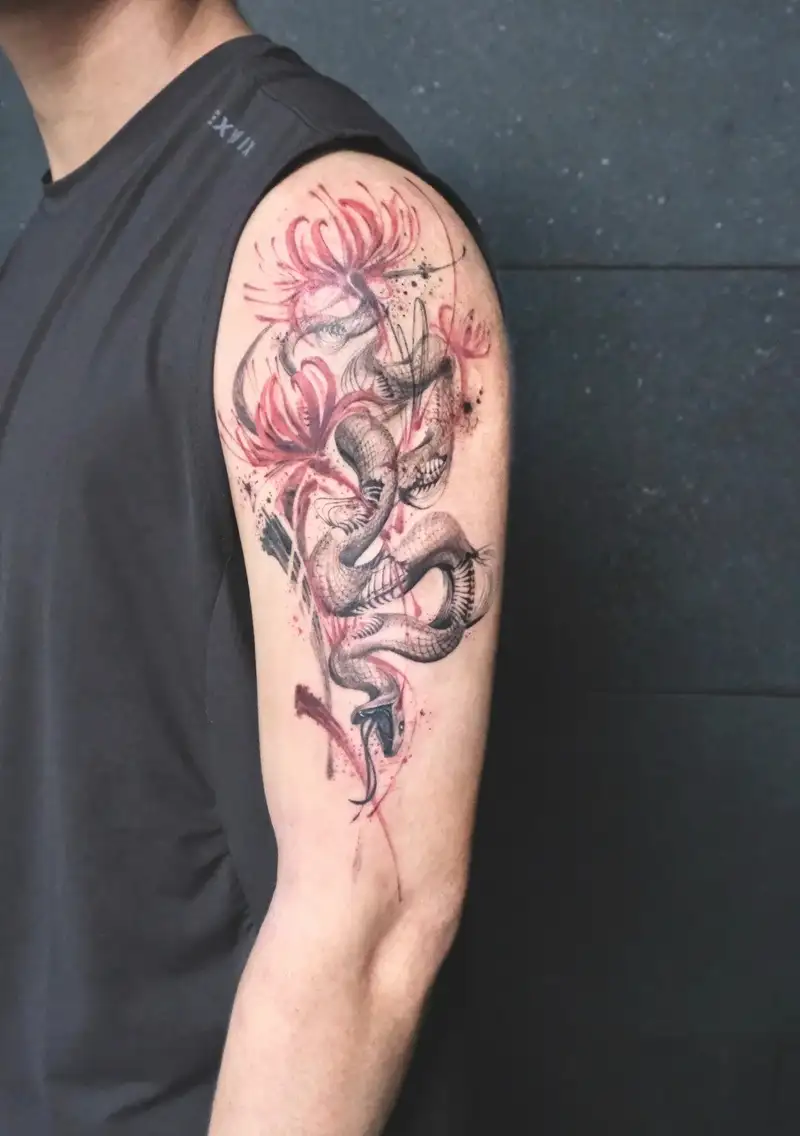 tattoo hình xăm rắn nhật cổ